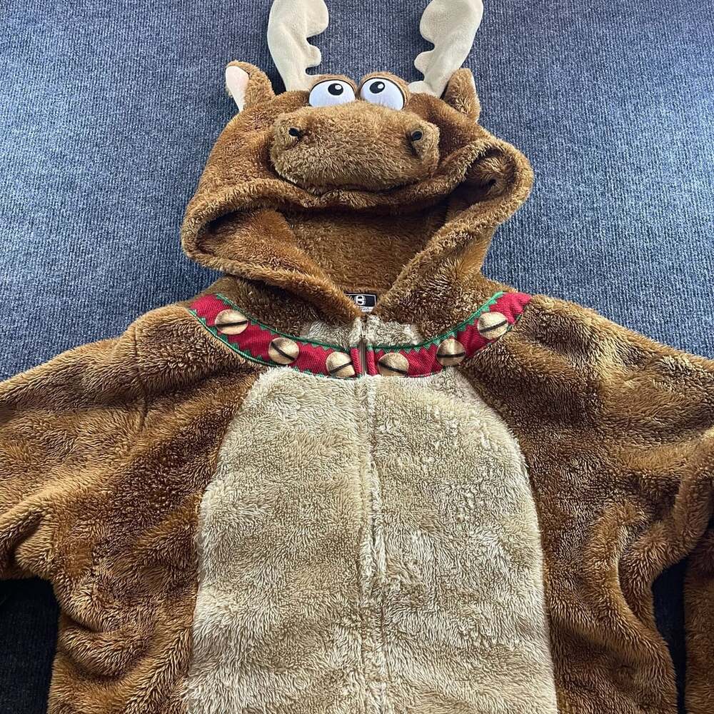Briefly Stated Reindeer One Piece Costume Size L Holiday Pajama costume